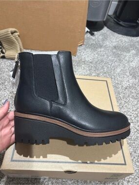 MIA Black Platform Chelsea Ankle Boot with Brown Welt